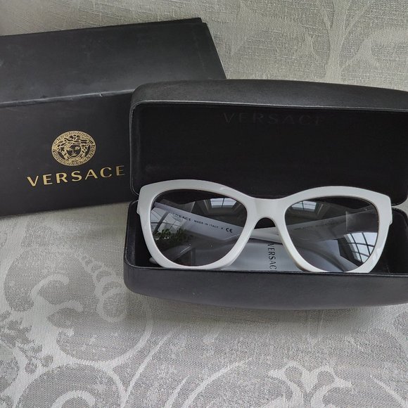 NEW! Versace 56MM Cat Eye Sunglasses White - Picture 2 of 7